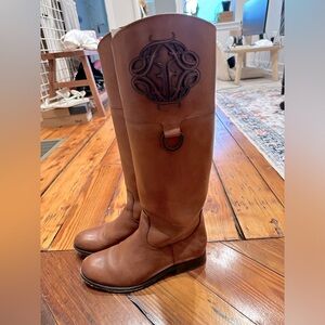 Frye Melissa Logo Tall Leather Boot Women’s 7.5 B